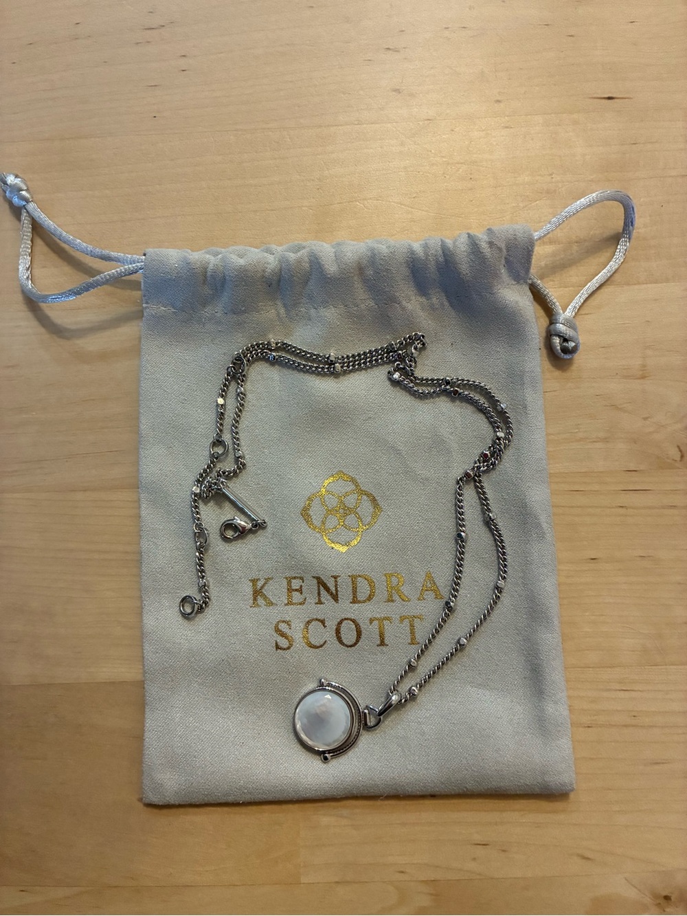 Kendra Scott Silver Necklace with Mother-of-Pearl Pendant